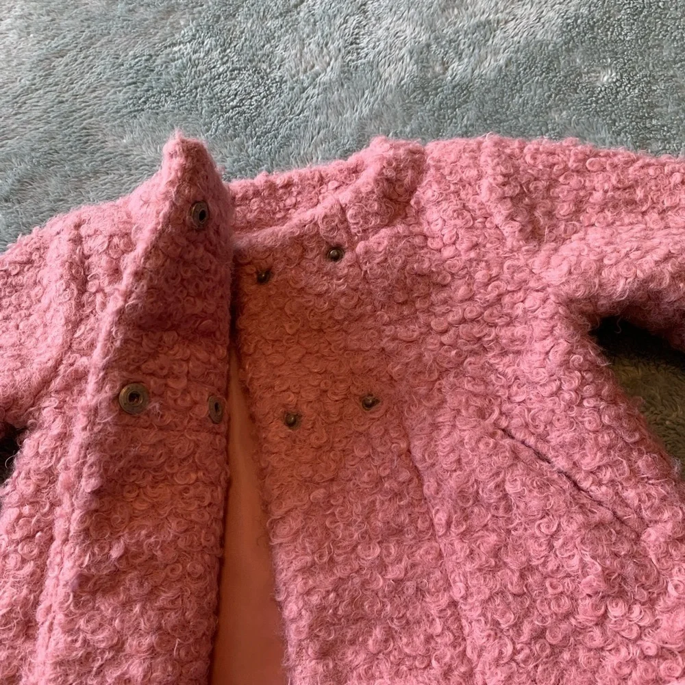 Habitual Kid Pink Boucle Baby Girl Jacket Pea Coat Size 12 Months Used